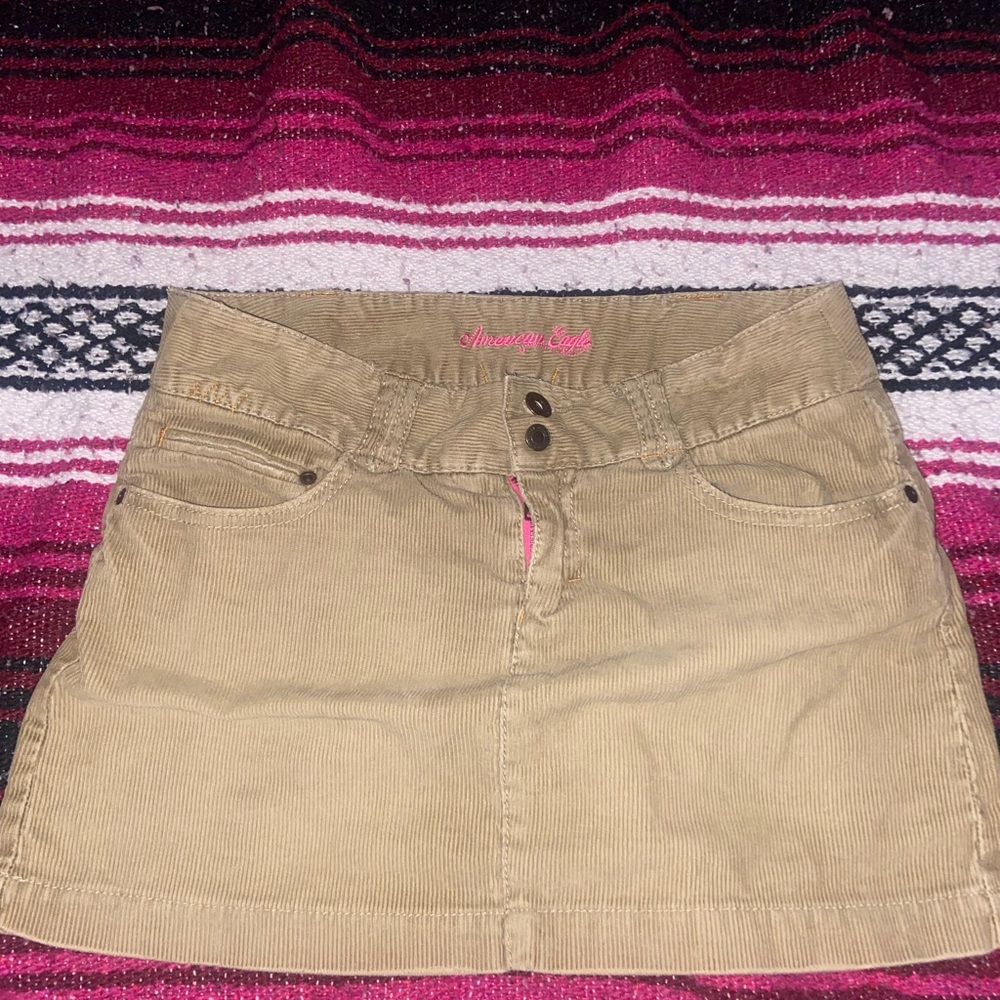 American Eagle Outfitters Beige Corduroy Mini Skirt